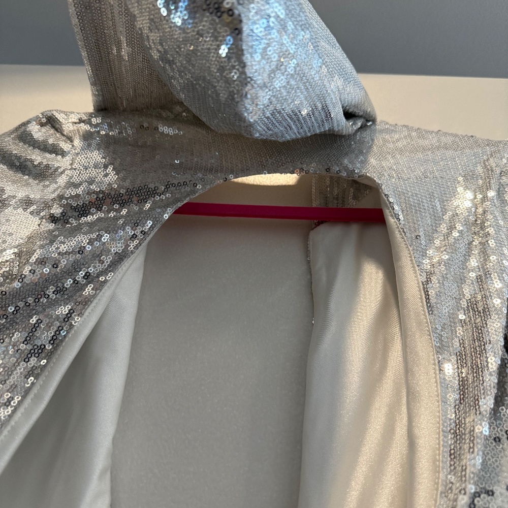 Christian Cowan Silver Sequin Hoodie Mini Dress – Size 2 (NWT) - Picture 9 of 13